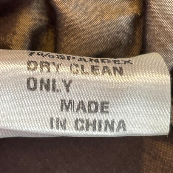 Tadashi Brown Taffeta Ruched Rhinestone Buttons Long Sleeve Formal Blouse 4 - Picture 10 of 11